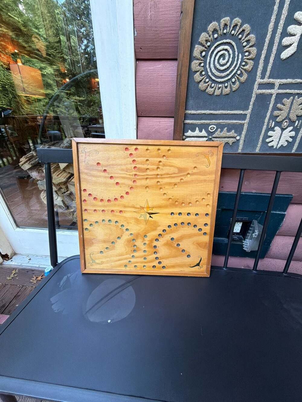 Vintage Handmade Wooden Aggravation Wahoo Strategy Game Board